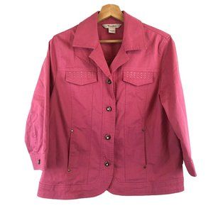 Tanjay Pink Canvas Stretch Sequin Half Sleeve Lightweight Jacket 10